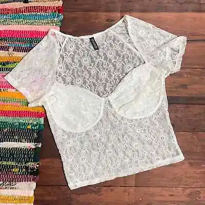 Women's Lace Gathered Bustier-style Top H&M Small • $8.90