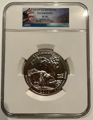 2010P Five Ounce 5oz America The Beautiful ATB Yellowstone WY NGC SP70 • $325