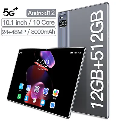 10 Inch Tablet 5G LTE Phone Call Android 12 IPS 1920X1080 12GB RAM 512GB ROM • $109.99