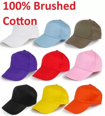 Premium 100% Cotton Mens Womens Ladies Baseball Cap Sports Summer Sun Hat • £3.29