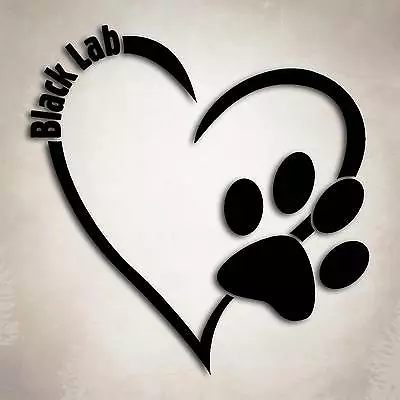 Black Lab Dog Love Decal Paw Heart Sticker Car Laptop Labrador Animal Rescue • $4.99