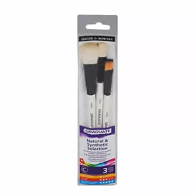 Daler Rowney Graduate Natural & Synthetic Watercolour Paint Brush Set Of 3 • £9.99