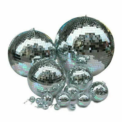 Mirror Disco Ball Silver Hanging Glitter Ball For DJ Dance Party Parties 4 SIZES • £14.49