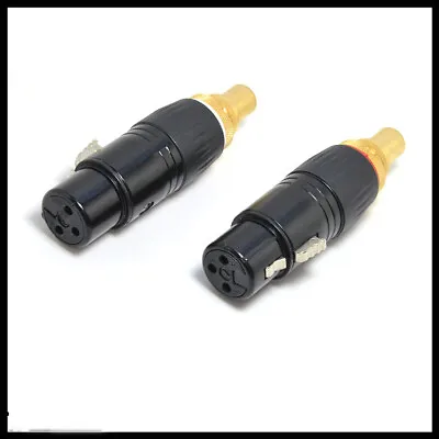 2x XLR Female To RCA Female Socket Adapter Gold Balanced • £10.26