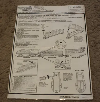 Hot Wheels Power Express Train Set Manual Laminated 2000 (Vintage Toy Manual) • $0.25