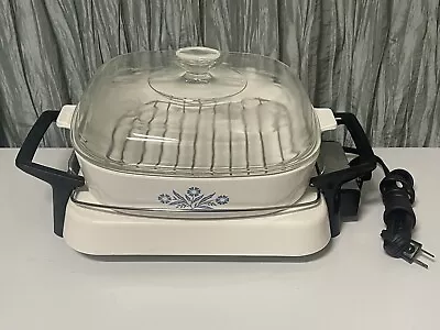 Corning Ware Electric Skillet #P-12-ES W/  2.5L Blue Cornflower Pattern And Lid • $80