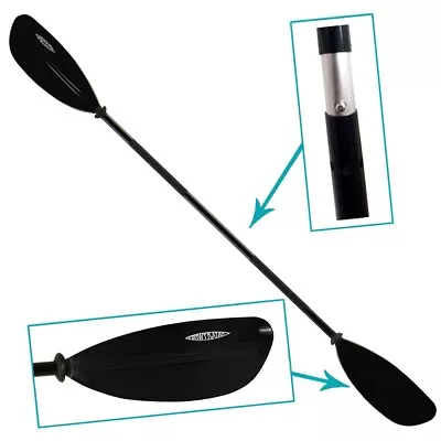 Conwy Kayak Paddle Floating 2 Piece Aluminium Feathered 223cm Black Blades Canoe • £22.99