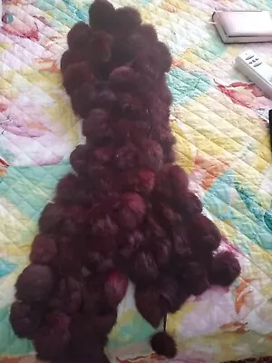 Rabbit Fur Ball Scarf By Cejon Accessories/Burgundy/Brown Color/Round Balls 80  • $15