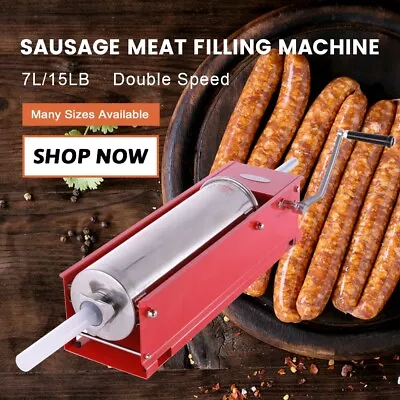 Hakka 7L  15 LB Sausage Stuffer 2 Speed Stainless Steel Horizontal Meat Filler • $142.79