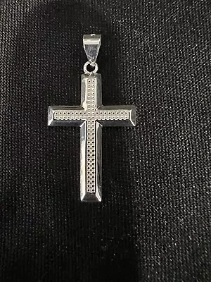 .925 Sterling Silver Mens Boys Girls Womens Plain Cross With Design Pendant • $20