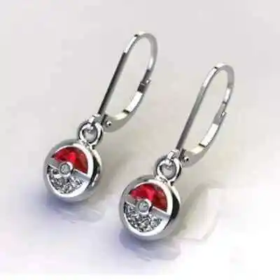 NEW Pokemon Pokeball Crystal Silver Plated Earrings - Perfect Gift • $13.16