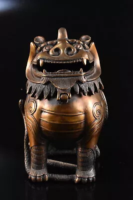 F57: XF Japanese Copper Lion-shaped INCENSE BURNER Buddhist Art • £120.52