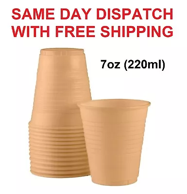 2000 X Plastic Reusable Brown Drinking Cups 7oz (220ml) For Parties Catering • £65.95