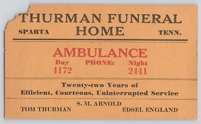 Postcard Tennessee Sparta Thurman Funeral Home Advertising Card Vintage • $11.95