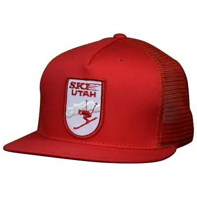 Ski Utah Hat - Authentic Vintage Patch Red Trucker UT Snapback Cap • $26.25