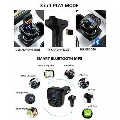 £11.95 • Buy CAR X8 Mp3 Player Wireless Bluetooth FM Transmitter Kit USB Fast Charger Adapter