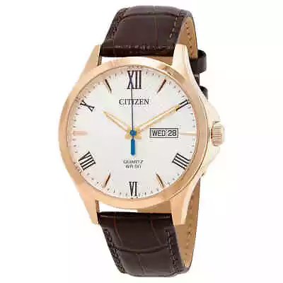 Citizen Quartz White Dial Brown Leather Men's Watch BF2023-01A • $82.25