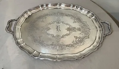 HUGE Gorham Antique Oval Silver Plate Brass Ornate Serving Butlers Tray Platter • $329.99
