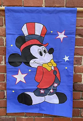 Vtg 1998 Disney Mickey Mouse Flag July 4th USA America Appliqué Large 28 X 43 • $29.99