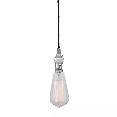 £12.50 • Buy Vintage Ceiling Pendant Braided Fabric Cable Chrome, B22 Lamp Holder
