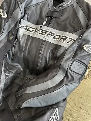 AGV Sport Motorcycle Suit Men's 46 Black/silver Leather Racing Gear One Piece • $175