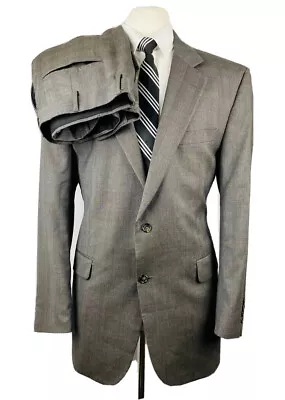 Jos. A. Bank Mens 44R Gray Plaid/Check Soft Wool 2 Piece Suit With Pants 38x28 • $124.98