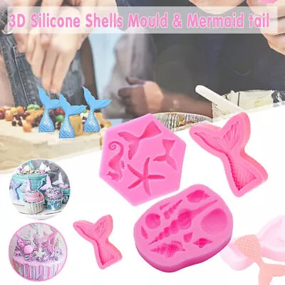 Mermaid Tail Sea Shell Silicone Cake Fondant Sugarcraft Mould Chocolate Mold AU • $5.91