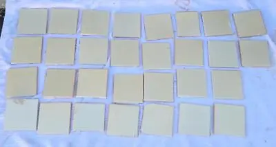 Antique Lot Of 30 Pale Yellow Ceramic 4.25  Tile -GDC - GORGEOUS VINTAGE A.E.T. • $59.99