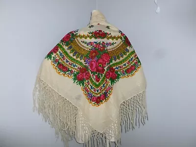 Antique Piano Shawl Flapper 100% Virgin Wool Asian Shawl Scarf Wrap Japan • $62