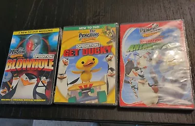 3 DVD LOT Penguins Of Madagascar OPERATION ANTARCTICA + GET DUCKY * BLOWHOLE NEW • $29.99