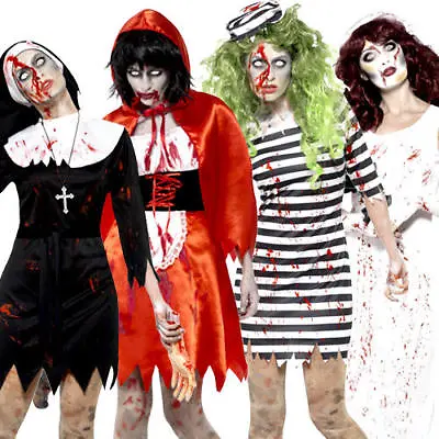 Scary Zombie Ladies Halloween Fancy Dress Adults Womens Horror Costume Outfit • £17.99