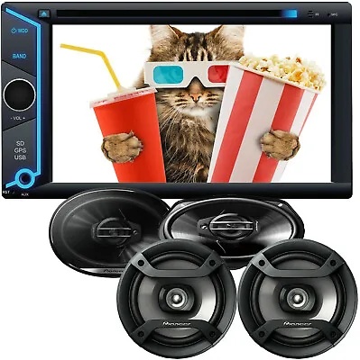 Pioneer 6x9  & 6.5  4 Speakers+ 2 DIN Car DVD CD MirrorLink Bluetooth Receiver • $199.99