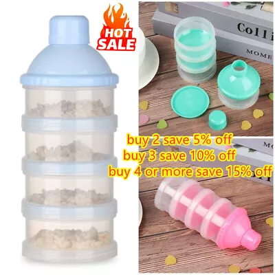 Milk Powder Dispenser For Baby 4 Layer Feeding Formula Storage Pot Container • £5.26