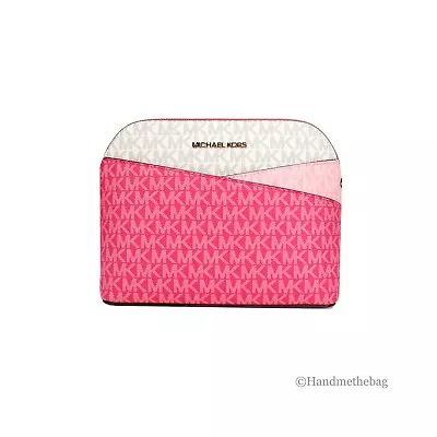 Michael Kors Jet Set Electric Pink Medium Signature PVC X Dome Crossbody Bag • $89