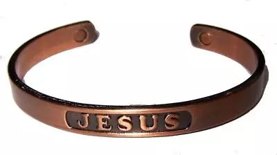 JESUS SOLID COPPER STRONG MAGNETS MEN WOMEN CUFF BRACELET Pain Relief NEW JL660 • $13.21