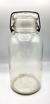 Hazel Atlas Half Gallon Canning Lightning Jar & Lid Clear Glass Vintage 10  H • $13.30