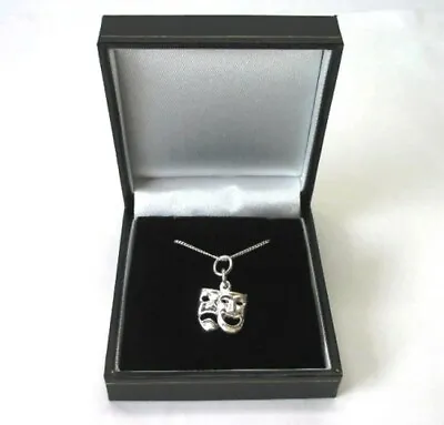 £18.99 • Buy Sterling Silver Comedy Tragedy Masks Necklace Musician Teacher Mother Xmas Gift