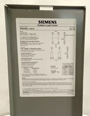 Siemens W0204ML1125CU Main Lug Load Center 125A 120/240VAC 1PH 3-Wire NEMA 3R • $119.99