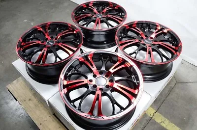 17  Wheels Rims Black Red 4 Lugs Honda Civic Ford Escort Mini Cooper VW Jetta • $734