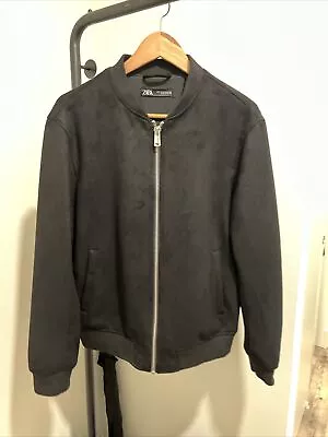 Zara Faux Suade Bomber Jacket Black • $15