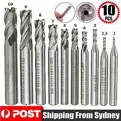 10Pcs 4 Flute Milling Drill Bit Cutter Carbide End Mill CNC Tools 2-10mm Milling • $16.69