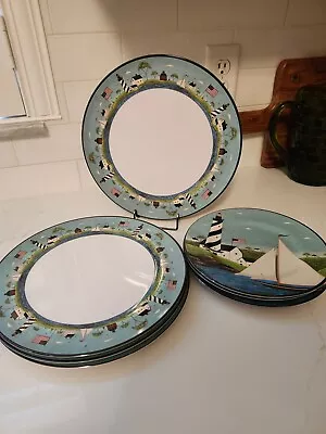 Warren Kimble Sakura Coastal Breeze Americana Sailboat Melamine 8 PC Plate Set • $29.95