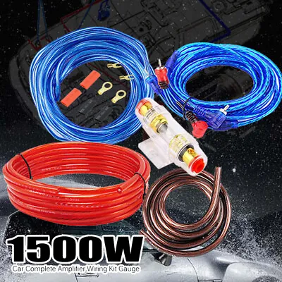 1500W Car Power Amplifier Wiring Kit Set Audio Subwoofer Sub AMP RCA Power Cable • £6.37