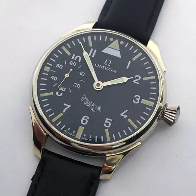 Big Swiss Mechanical Mens Military Marriage Wristwatch OMEGA Pilots WW2 • £401.34