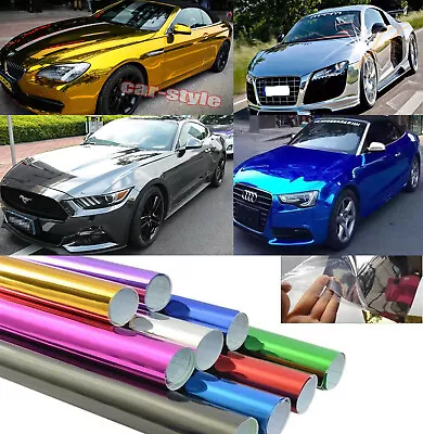 Full Roll Glossy Mirror Chrome Vinyl Foil Car Wrap Graphics Film Sticker Decal • $228.79