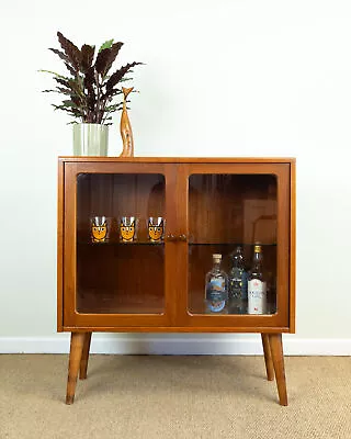 Vintage Teak Mid Century G-plan Small Glazed Display Drinks Cabinet / Bookcase • £295