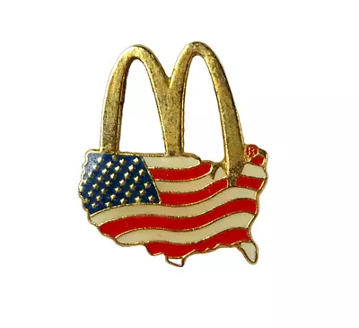 Vintage 1980's McDonald's American Flag USA Map Golden Arches Employee Lapel PIN • $5.99