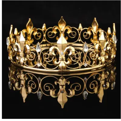 Mens King Crown Prince Medieval Costume Imperial Head Wear Gold Silver Royal • $32.65