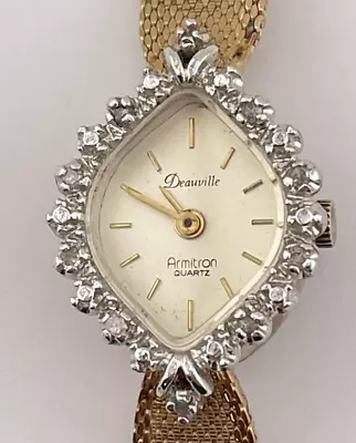 Vintage Deauville Diamond Fancy Bezel Quartz Gold Plated Cocktail Ladies Watch • $79.95