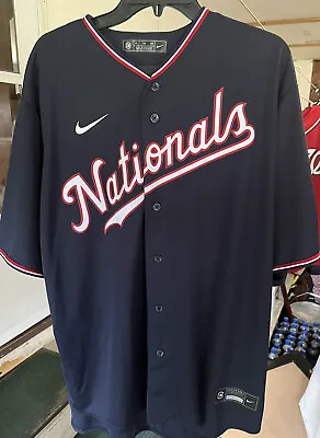 $45 • Buy Washington Nationals MLB SEWN Navy Jersey - Adult Size XL By Nike - NICE !!